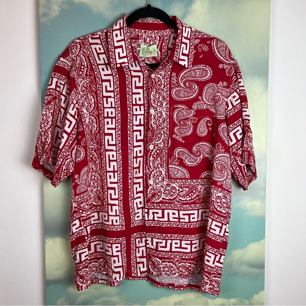 Aries Bandana Print Hawaiian Shortsleeve Shirt - Red - Picture 5 of 7